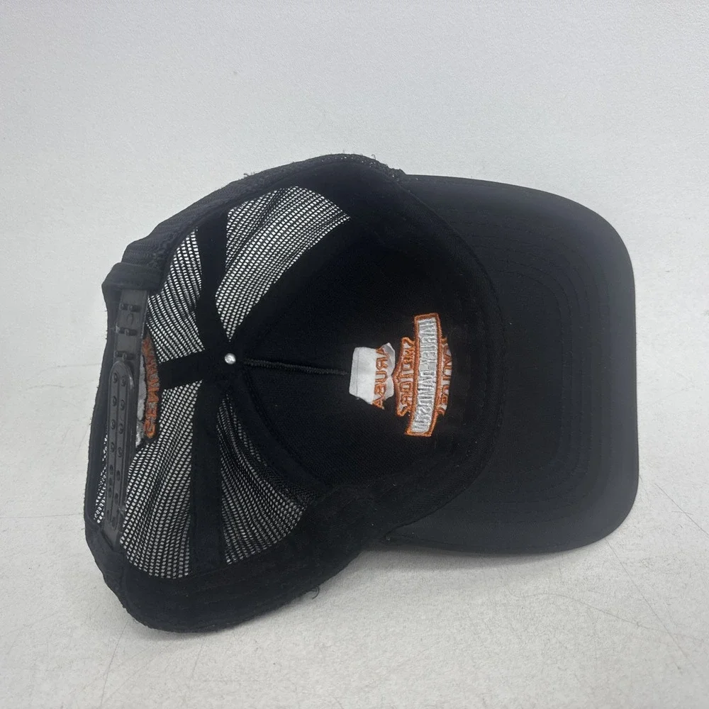 Harley Davidson Aruba black mesh snapback hat rear embroidered patch